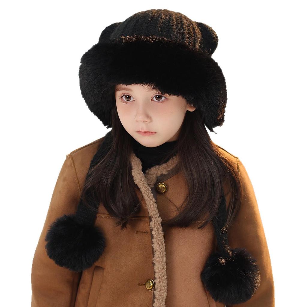 Child's Warm Knitted Wool Pullover Hat with Ear Protection