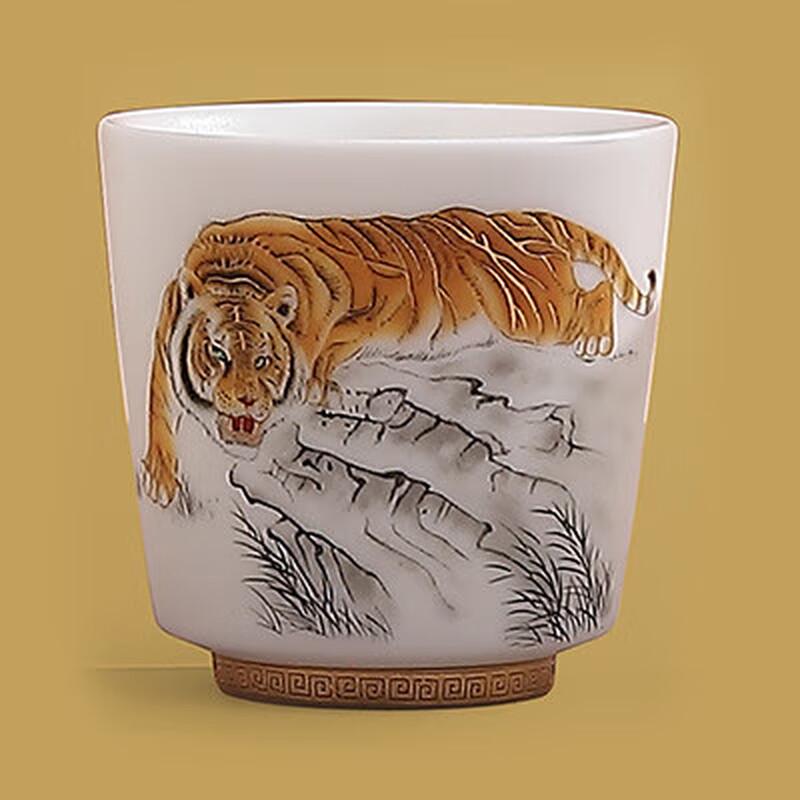 Auspicious Tiger Crystal Porcelain Master Tea Cup