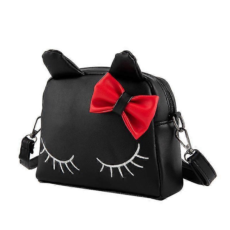 Cartoon Cat Backpack Fashion Crossbody Shoulder Bag Backpack Bags For Kids Little Girls (black)