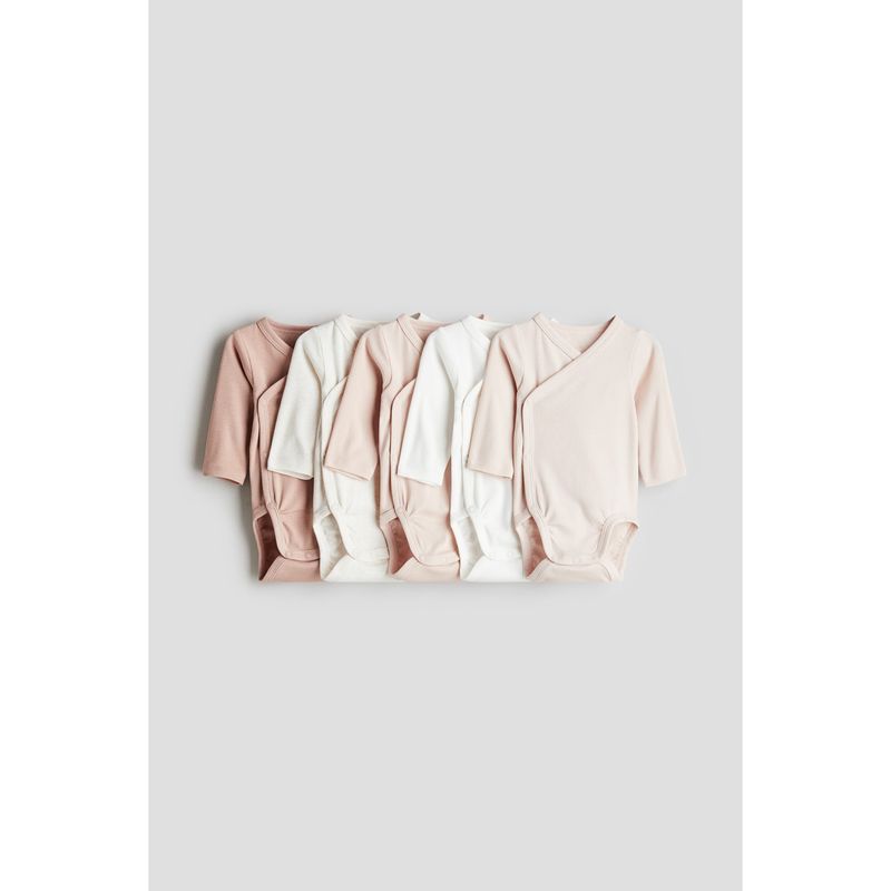 

Детская одежда HM Комбинезон для мальчиков и девочек 5 штук Летний тонкий Детский мягкий комбинезон на запах 0814306 Gray pink/White 45/40