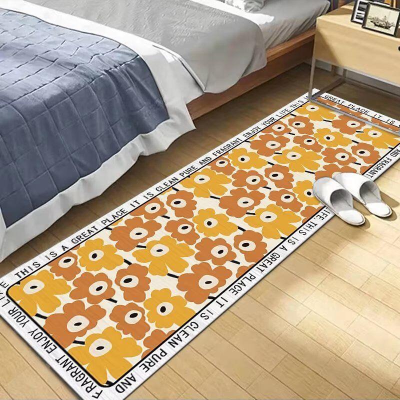 Living Room Carpet Simple Bedroom Bedside Carpet Rectangular Element Grid Long Strip Carpet