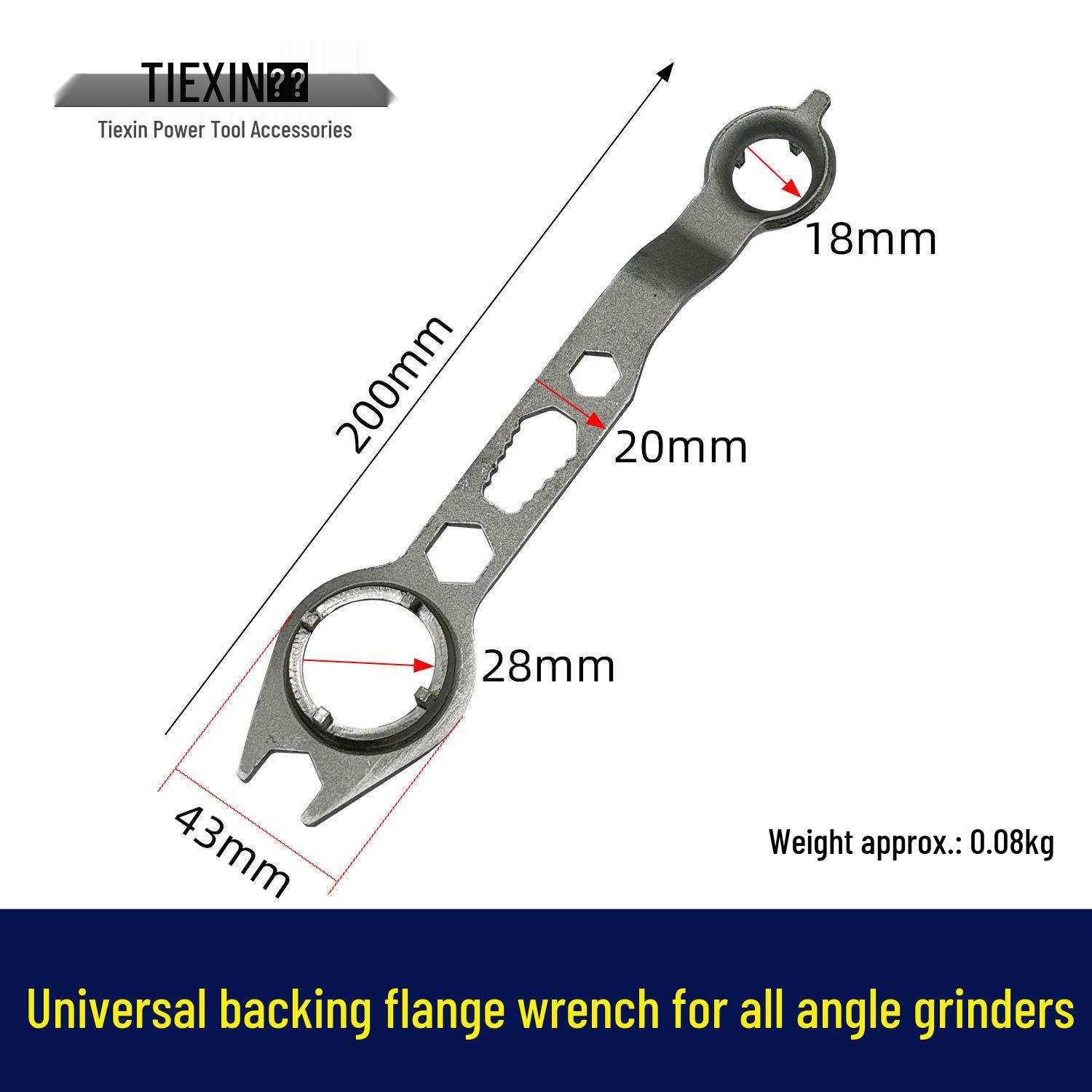 

Adjustable Wrench for 125/150/180 Angle Grinders - Four-Prong Flange Disassembly (Item 07839)
