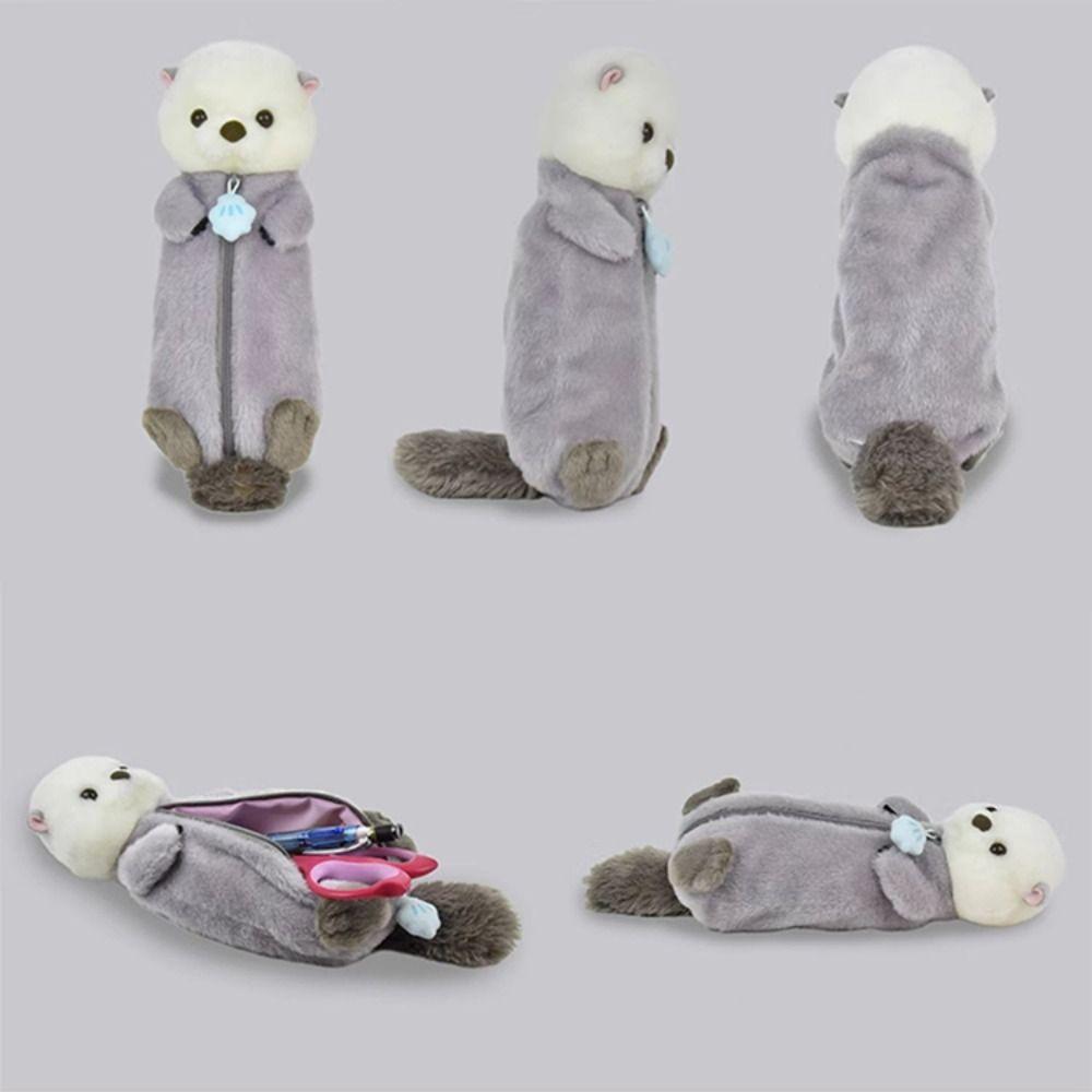 Animal Shape Plush Doll Pencil Bag Enhydra Lutris Makeup Bag Fashion Cute Storage Bag  Student