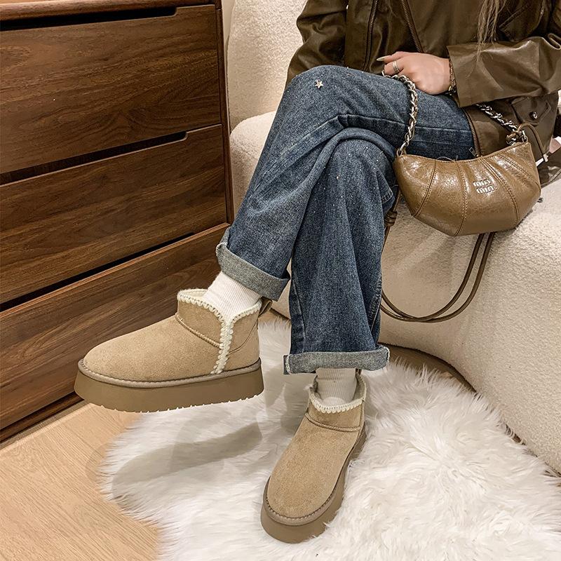 Women's Large Size Soft Sole Winter Warm Cold Resistant Anti-slip Fur Snow Boots Padded Lined Ankle Boots Non-slip Hiking Sports Cotton Boots