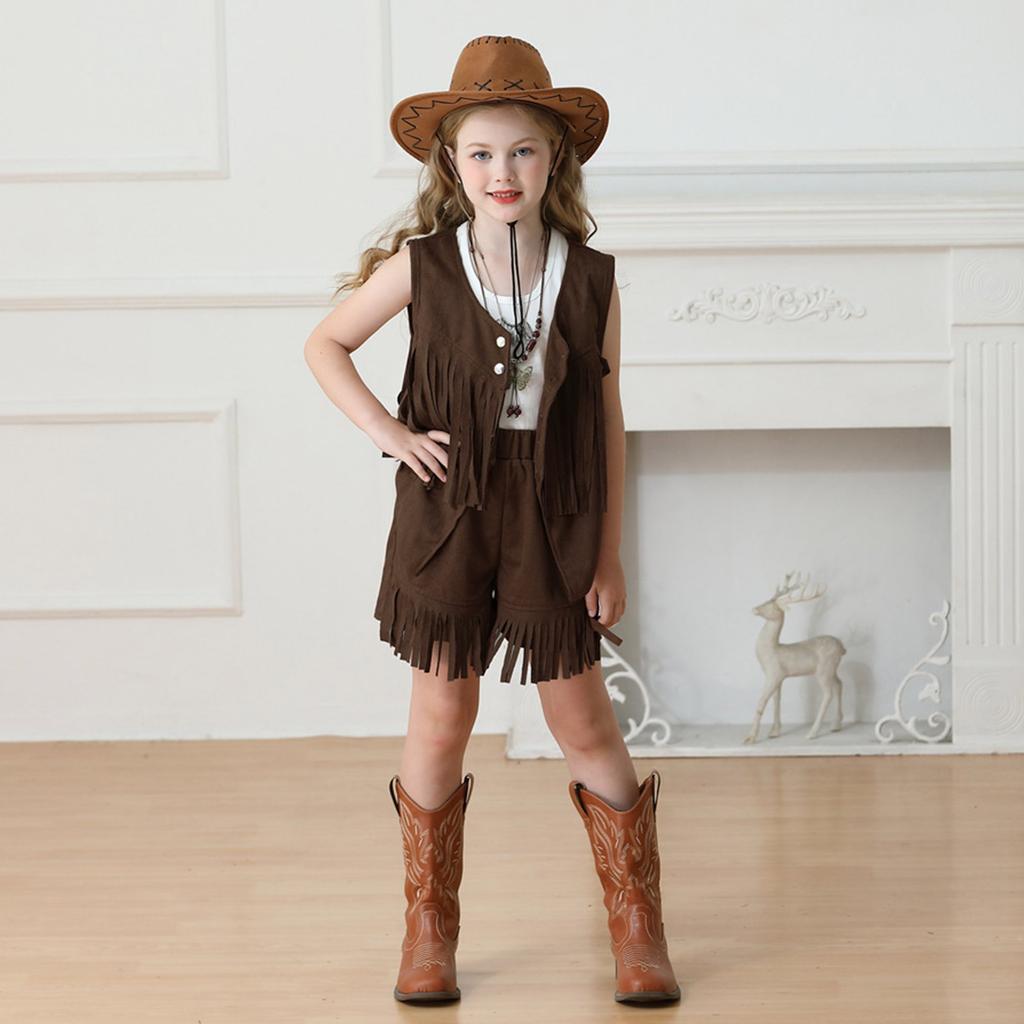 Children's Ethnic Hippie Suede Tassel Vest Set