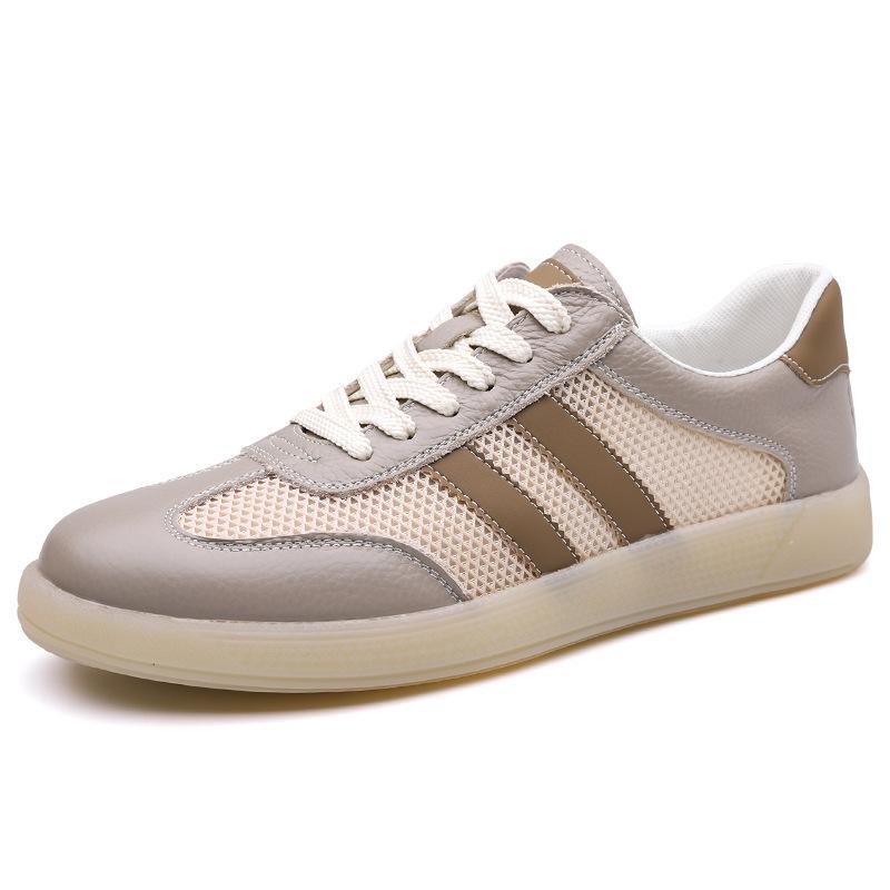 Spring Summer New Mesh Shoes for Man New Lace Designer Cow Leather Casual Shoes Male Fashion Sports Sneakers Man