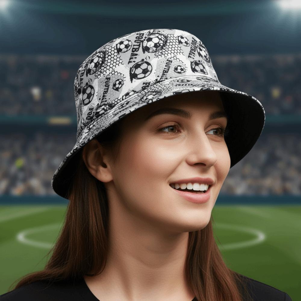Folding Sunscreen Basin Cap Breathable Football Fisherman Hat Soccer Pattern Bucket Cap Daily