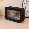 Toiletry Case Travel Transparent Cosmetic Bag with Zipper Portable Make up Organizer  Compact Leather Cosmetic Case With Zipper