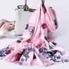 Women 100% Real Silk Long Scarf Luxury Flower Print Chinese Silk Headband Scarves  Natural Silk Shawls Wraps Foulard Femme