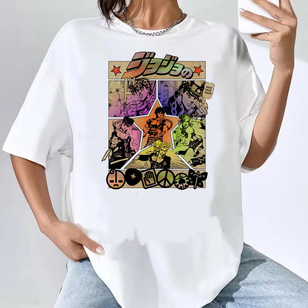Jojo Bizarre Adventure t shirt female anime Colorful Women Gothic Pastel t shirt 80s Colorful harajuku Graphic graphic Y2k