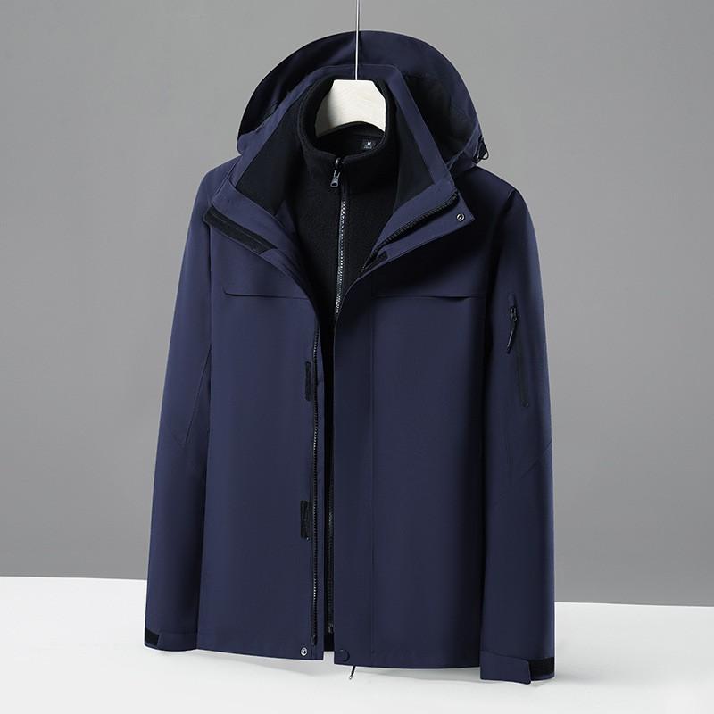 Mens Winter Waterproof Windproof 3-in-1 Fleece-Lined Outdoor Jacket With Detachable Hood Fur Trim
