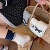 Ladies Spring Vintage Button Bow College Boneless Mid Barrel Stack Socks