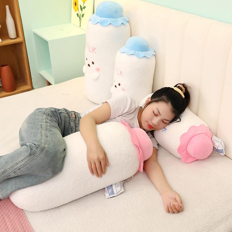Baby Milk Bottle Soft Stuffed Plush Toys Blue Pink Bottle Plushies Dolls Happy Boy Girl Birthday Party Babyshower Sofa Cushion
