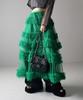 Japanese Style Spring/Summer Women's A-Line Midi Skirt with Anti-Exposure Hand-Stitched Three-Layer Net Yarn
