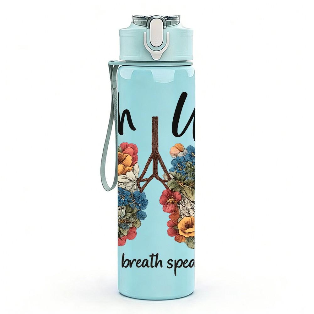 1PC Floral Paris Letter Print 750ml Color Plastic Sports Water Bottle Leakproof Flip Straw Lid Suitable for Sports Office Home Use