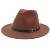 New European-American Style Jazz Windbreaker Hat with Large Brim Felt - Solid Color
