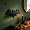 Holiday Home Decoration Halloween Wooden Wall Shelf, Ghost Bat Shape Hanging Organizer for Spooky Room Accents Decor, Farmhouse Display Rack, Festive