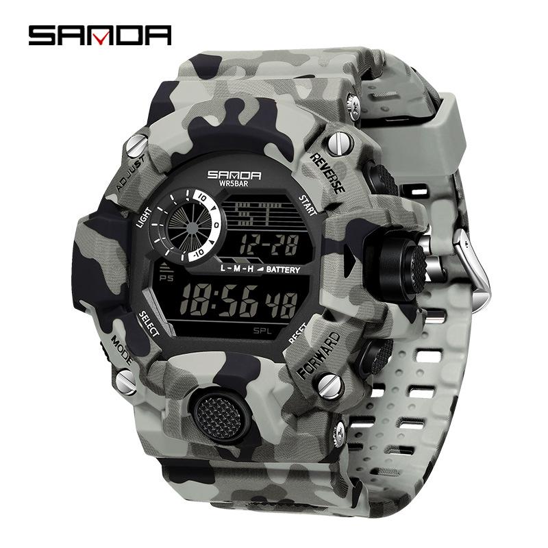Sanda Multi-functional Outdoor Mountaineering Camouflage Sport Waterproof Alarm Clock Watch