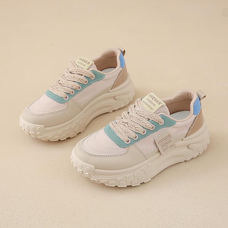 CRLAYDK Designer Chunky Sneakers for Women Lace Up Platform Walking Shoes Casual Ladies Running Sports Leather Tennis