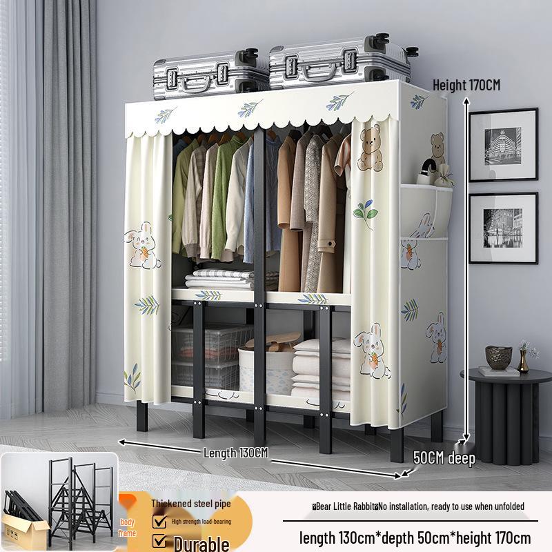 No-Assembly Wardrobe with Drawers: Foldable and Durable for Bedroom or Rental Room