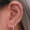 12Pcs Internally Threaded Stainless Steel Ear Studs Prevent Allergy Body Jewelry  Helix Piercing