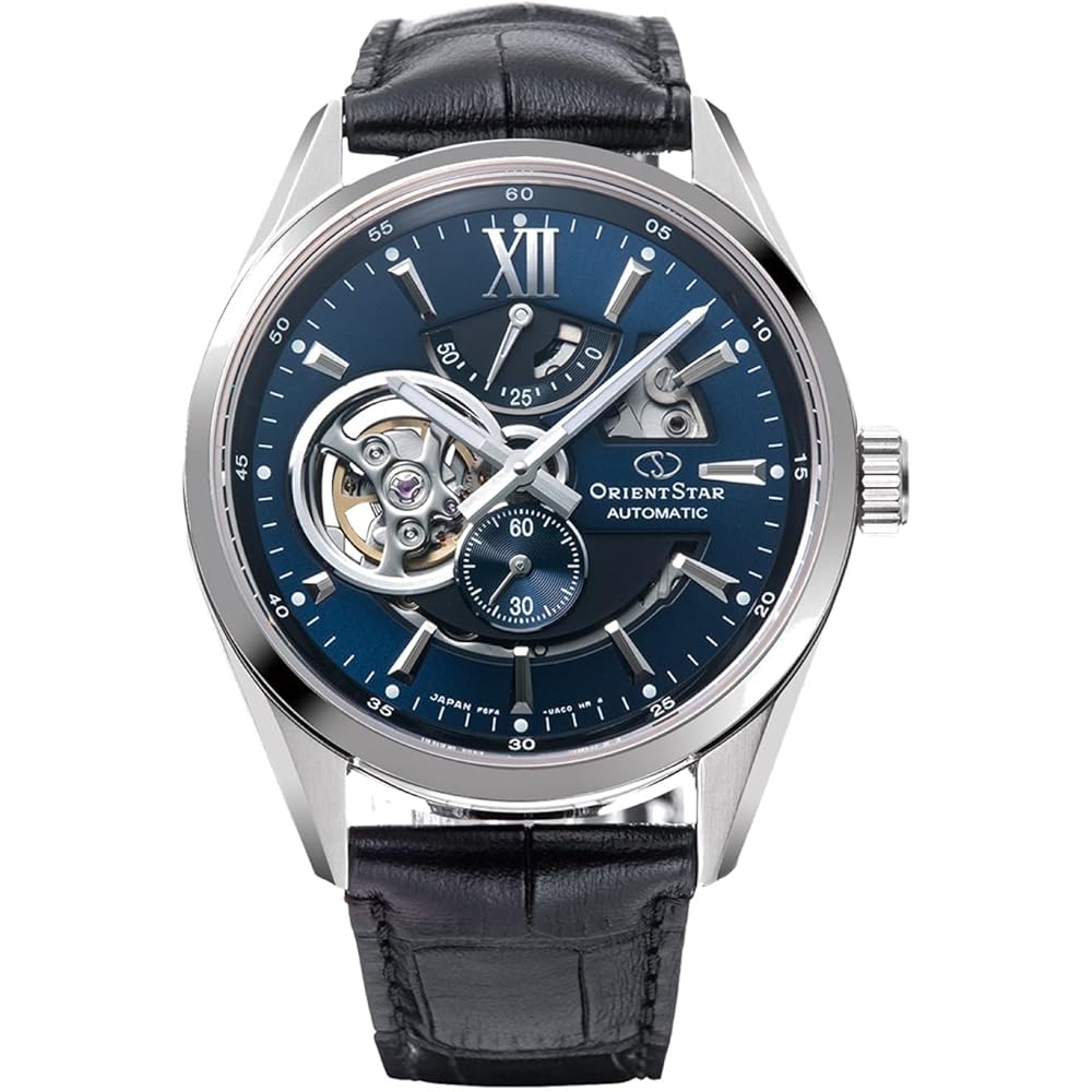 Orient Star Automatic Skeleton Watch Men's Navy Open Heart Mechanical Japan Made 2-Year Warranty
