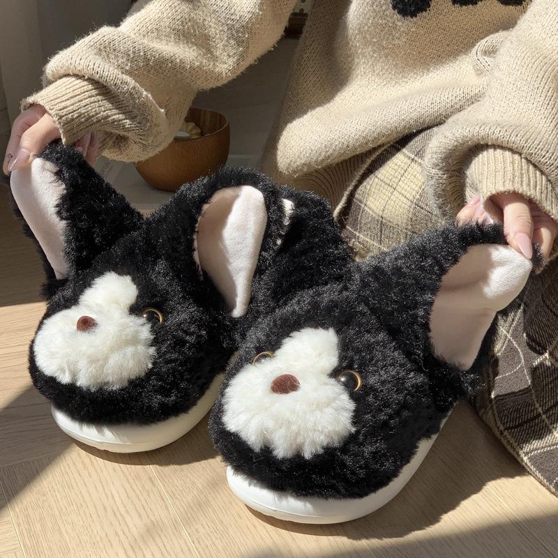 New Cartoon Devon Cat Slippers Winter Indoor Home Fleece Warm Thick Bottom Anti-skid Stomping Cotton Slippers