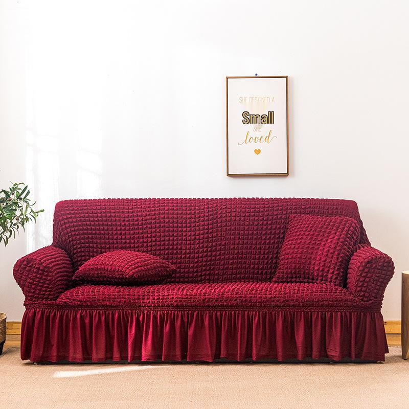 Marke Bird Koreanische Spitze Rüschen Bubble-Gaze Rutschfester Sofabezug, Vollständiger elastischer Wickel, Einfarbig, Koreanischer Stil.