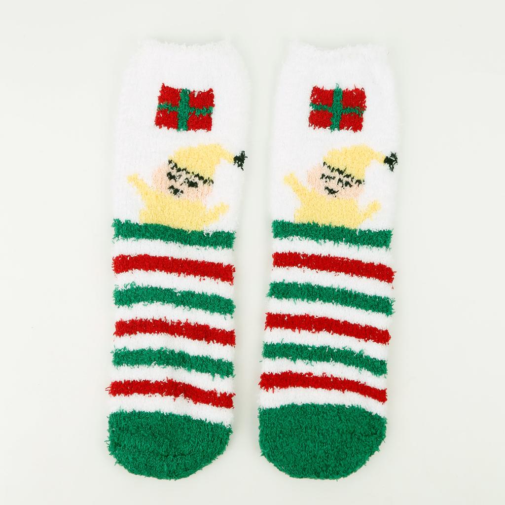 Ladies' Christmas Socks Coral Velvet Socks Cartoon Elk Half Velvet Socks Sleep Floor Socks