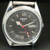 VINTAGE REFURBISHED SEIKO 5 AUTOMATIC JAPAN MENS BLACK DIAL WATCH a444568-1
