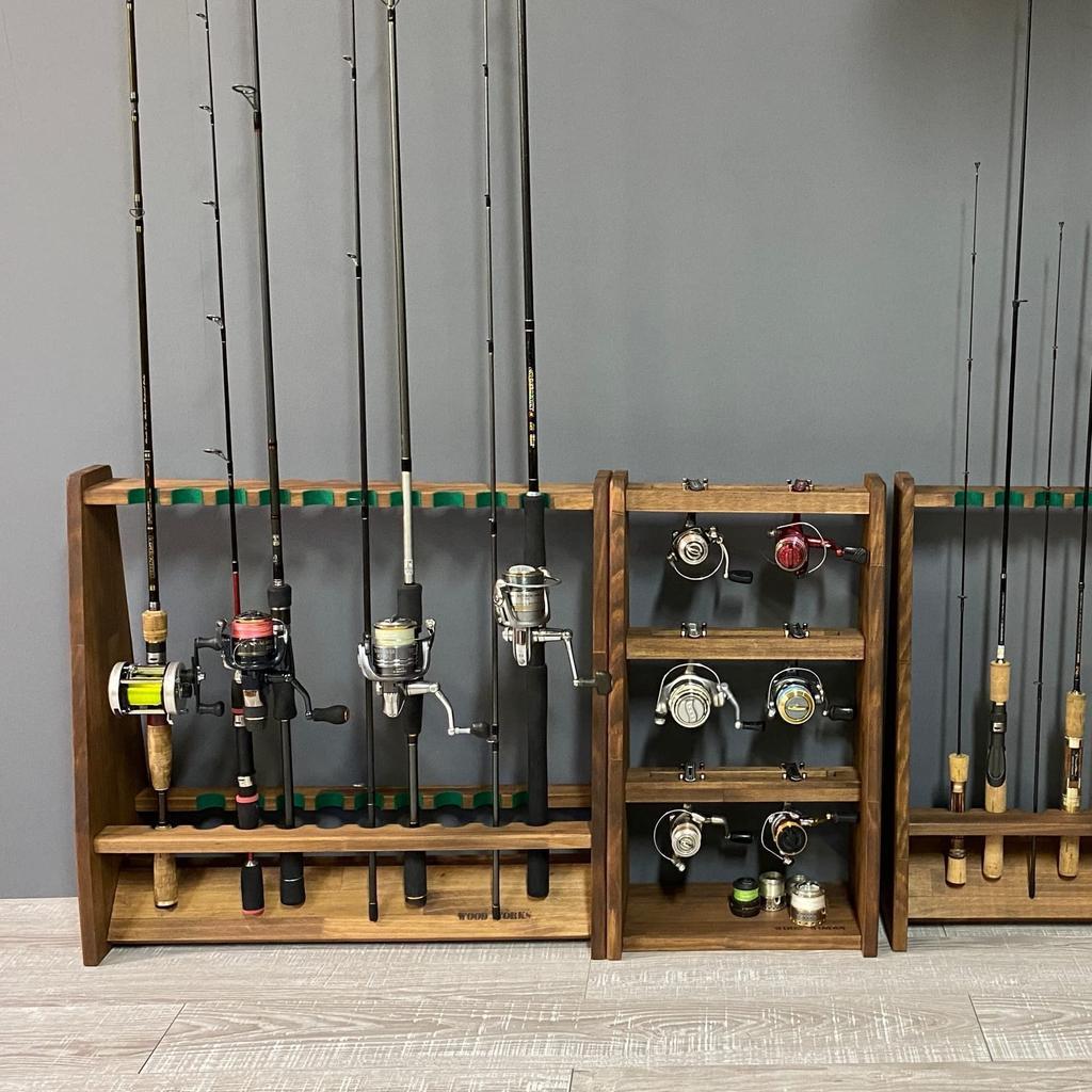 WOOD WORKS Made in Japan Rod stand for 19 rods on both sides Body Felt [Brown] [Black]