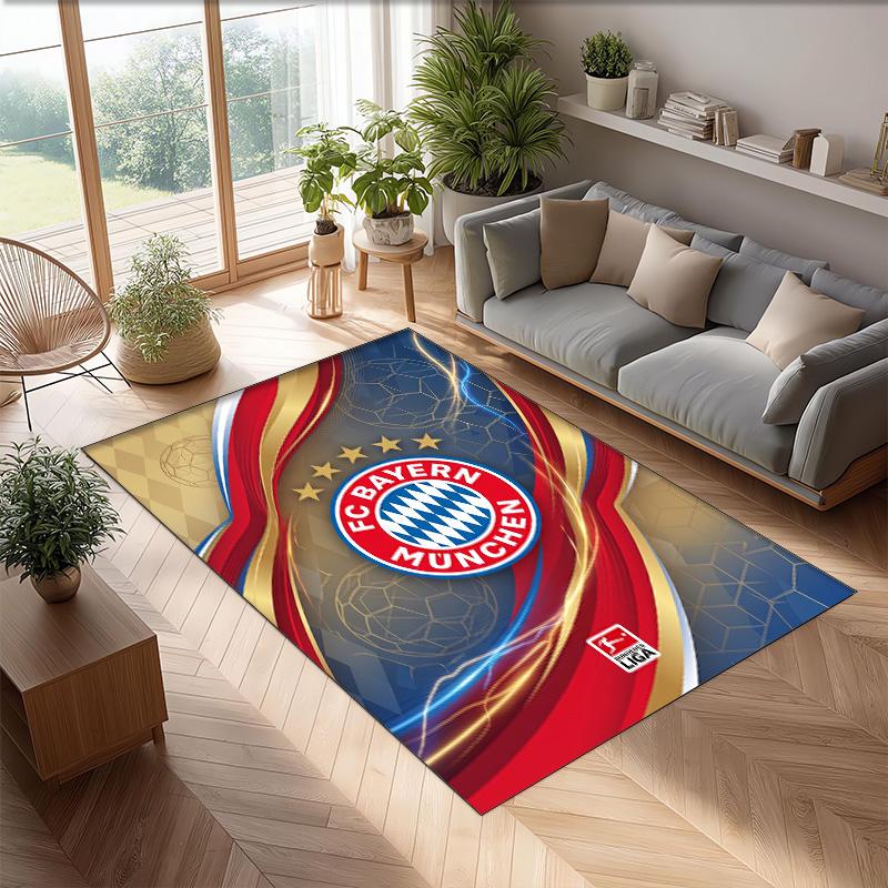 FC Bayern München Fußball Muster Weicher Teppich Rutschfest für Innenbereiche Sport Dekor Matte für Schlafzimmer