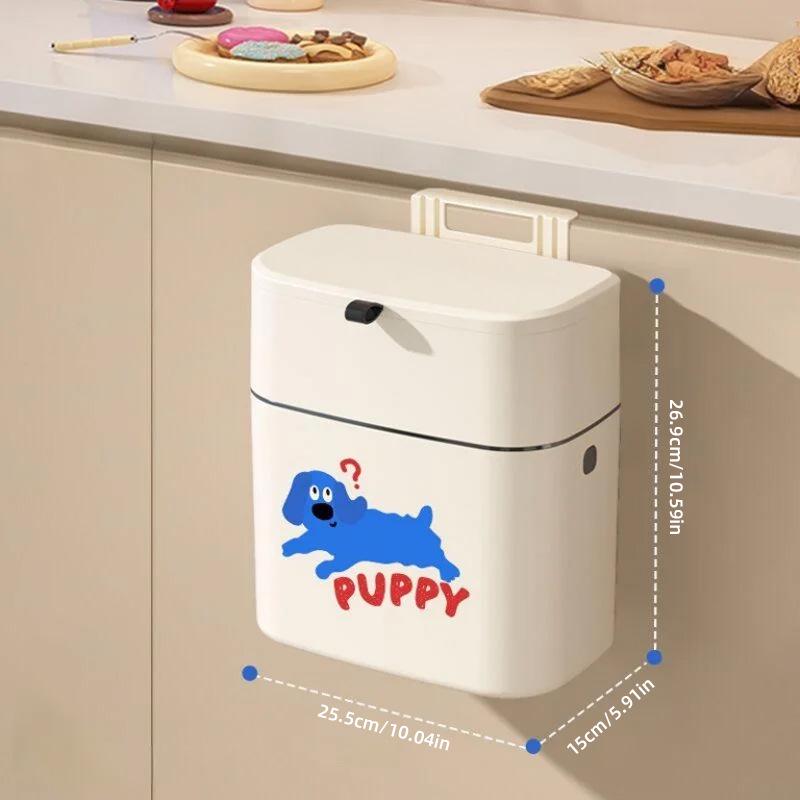 Wall-Mounted Hanging Trash Can with Lid for Kitchen and Bathroom