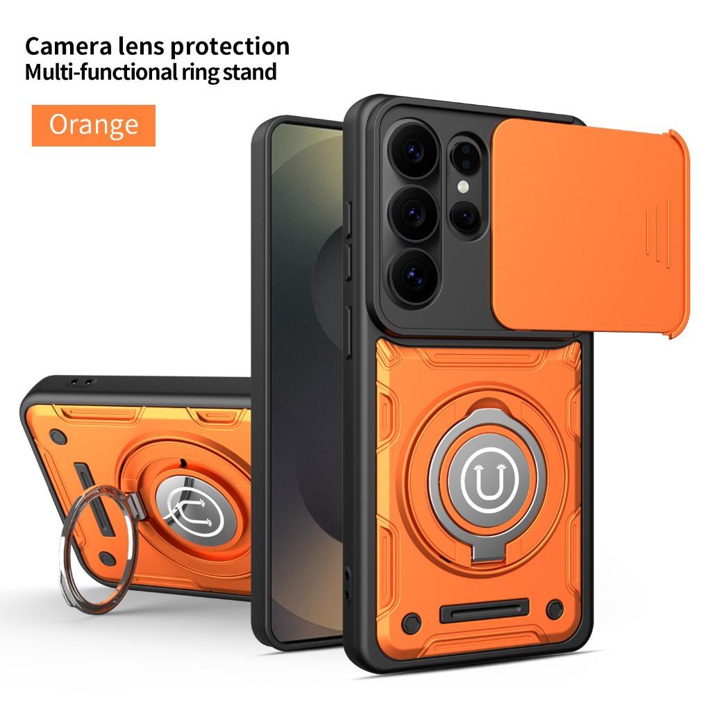 Magnetic 360° Ring Kickstand Phone Case with Slide Camera Cover For Samsung Galaxy S26 Ultra S25 Plus+ S24 FE A57 A37 A17 A07