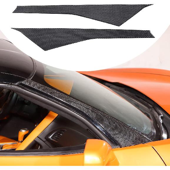 Front Windshield A-pillar Cover Trim Compatible with Corvette C7 Stingray 2014-2019 Soft Carbon Fiber 2PCS Windshield Side Panel Molding Cover Trim