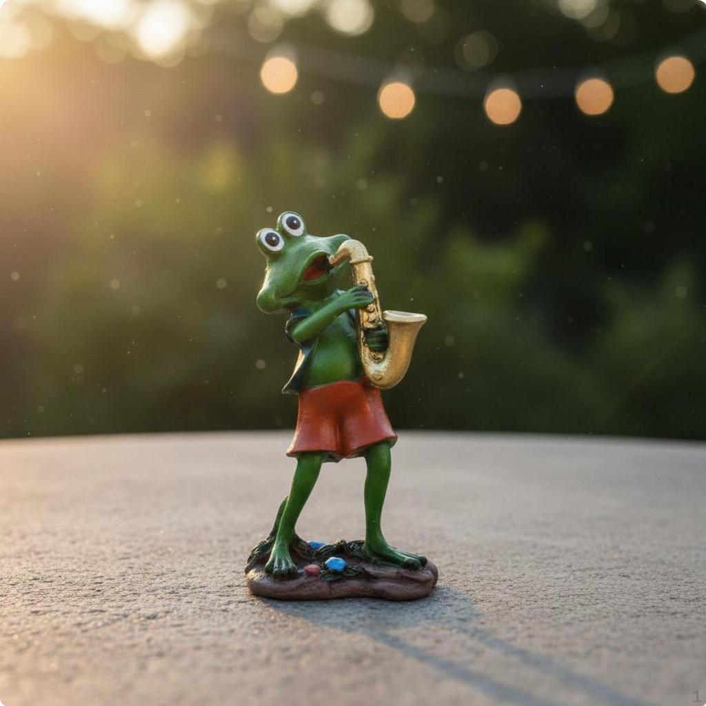 Grodorkester Staty Tecknad Stil Musikalisk Figur Kreativ Gåva Husdekoration för Uteplats,