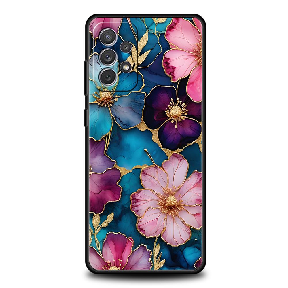 Colorful Flower Phone Case for Samsung Galaxy A55 A35 A15 A14 A25 A54 A51 A71 A72 A73 A32 A52 A52S A41 5G Silicone Shell Capas