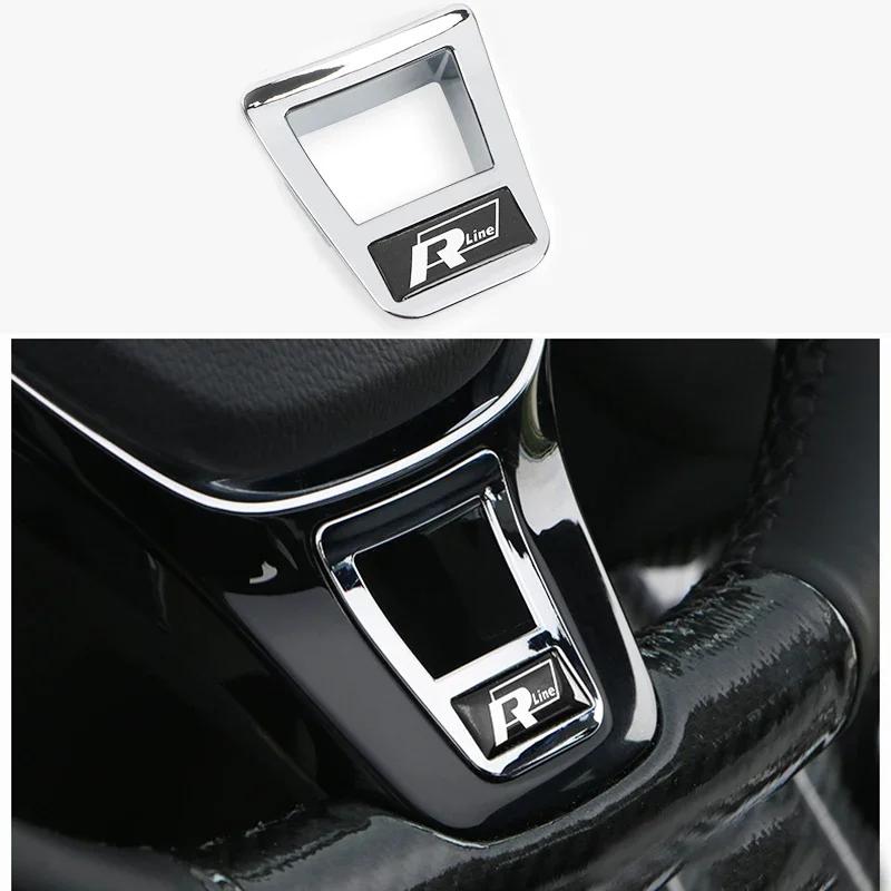 2025 Chaud 1Pcs ABS Autocollants de Garniture de Volant de Voiture Logo R Accessoires Pour Volkswagen GTI R-Line Polo Golf Passat Scirocco Beetle