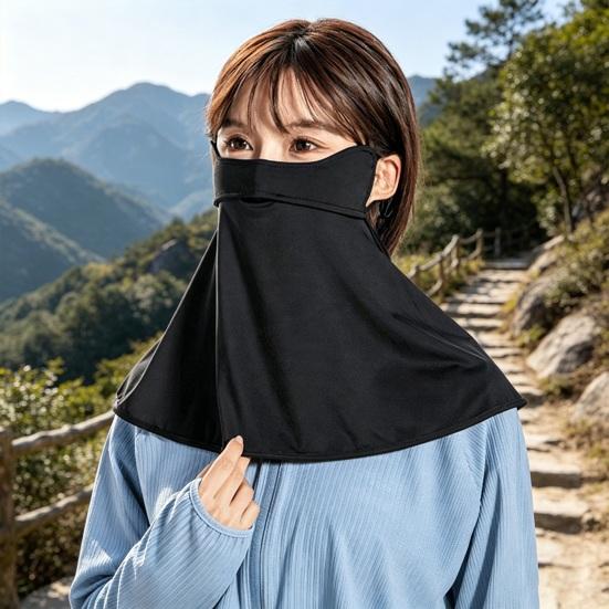 Ice Silk Sunscreen Face Guard, Full Face Sun Protection Face Protector, Neck Clavicle UV Shield with Ear Loop, for Hiking, Fishing & Outdoor