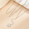 3Pcs/set Pendant Necklace Set for Women Y Shape Tassel Crystal Heart Necklace Elegant Fashion Banquet Jewelry Accessories Gifts