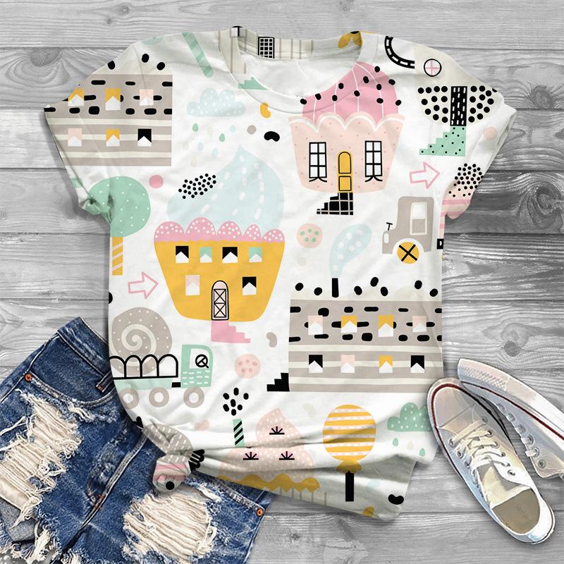 Trendy Cute Fashionable Women's Clothing 3D Animal Fun Printed Casual Short Sleeved T-shirt for Women Shirt