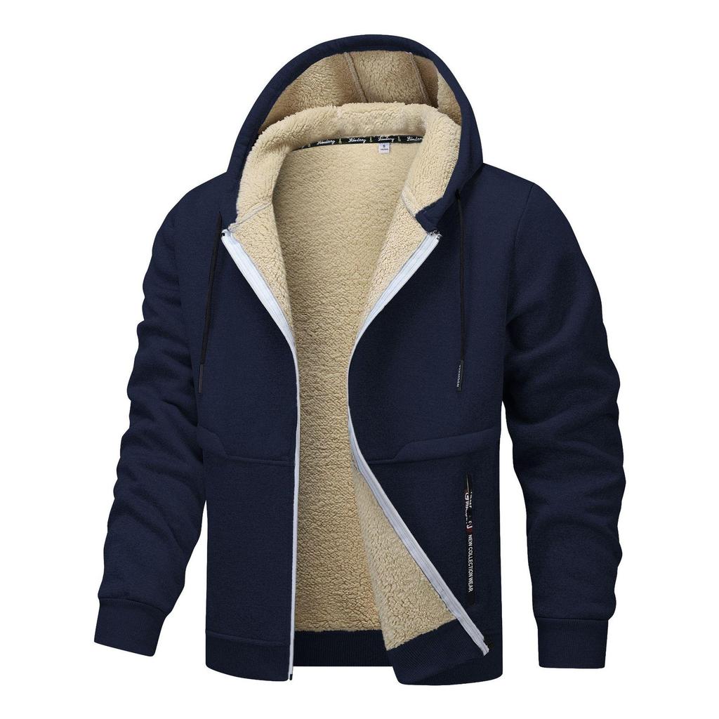 European & American Men's Thick Fleece Hoodie - OZON Hooded Loose Jacket, Baseball Style