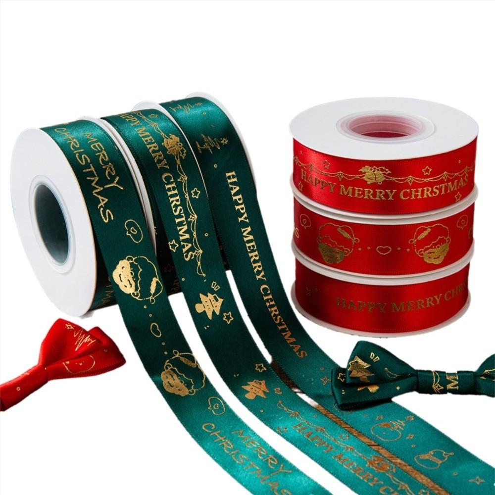 2.5CM Christmas Decor Ribbon 25Y Length Polyester Material Printed Christmas Ribbon Printed Design DIY Gift Packing