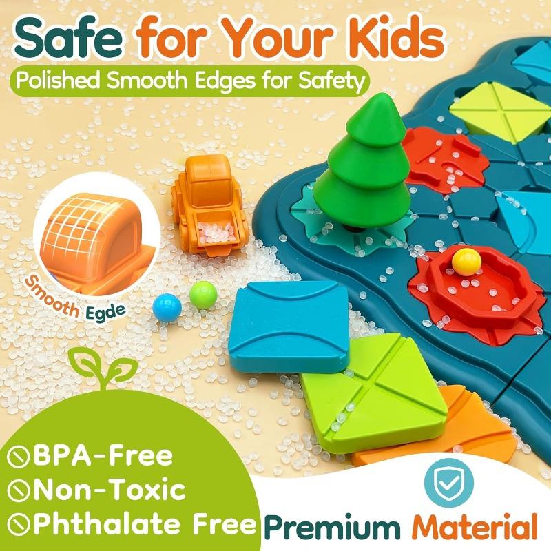 Barneleker Brettspill - Logic Road Builder Brain Teasers Puslespill for gutter Jenter, pedagogiske Montessori-julegaver Førskoleklasseromslæring