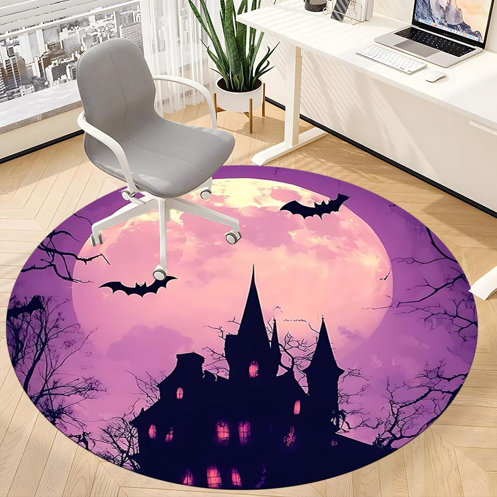 1PC Moon Castle Office Round Area Rug, Indoor Mat Suitable For Office, Under Office Chairs Bedroom Living Room Home Decor, Room Decos048