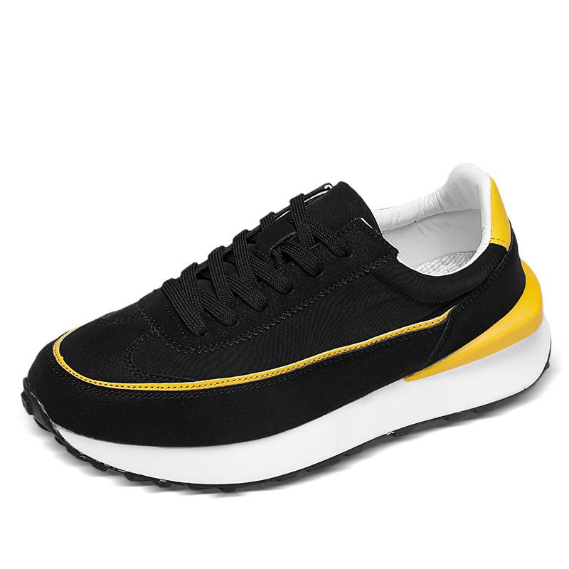 Fashion 2024 Summer and Autumn New Low-cut Lace-up Platform Casual Shoes Daily Solid Color Board Shoes Round Head Adhesive Men's Shoes