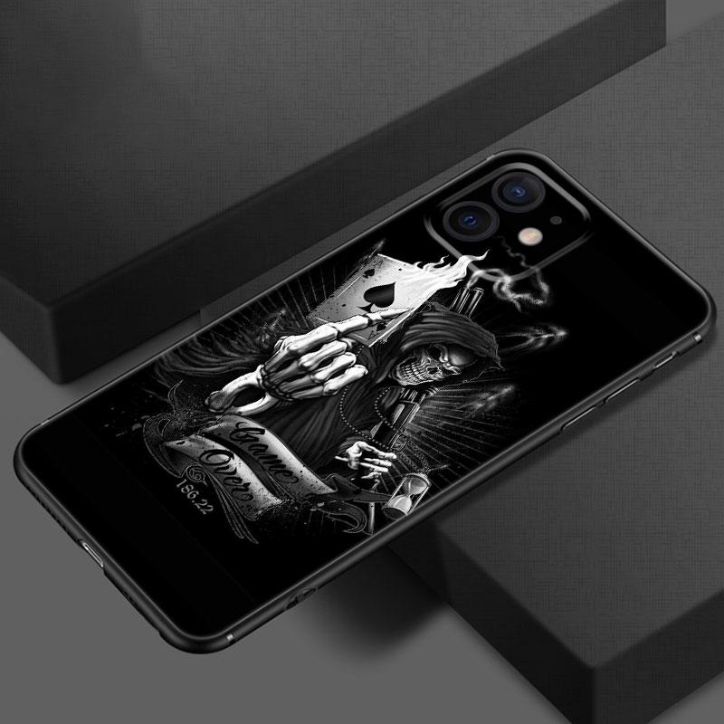 Satanic Scary Skull Phone Case For Apple iPhone 13 12 Mini 11 Pro XS Max X XR 8 7 6S 6 Plus SE 2020 5S 5 Soft TPU Black Cover