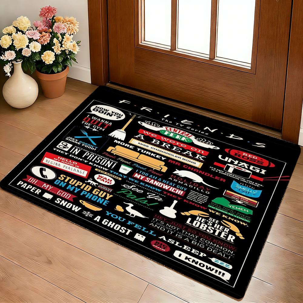 Friends Welcome Floor Mat Cozy Flannel Soft Thick Non-Slip Mat For Living Room Bedroom Kitchen Decor Rugs