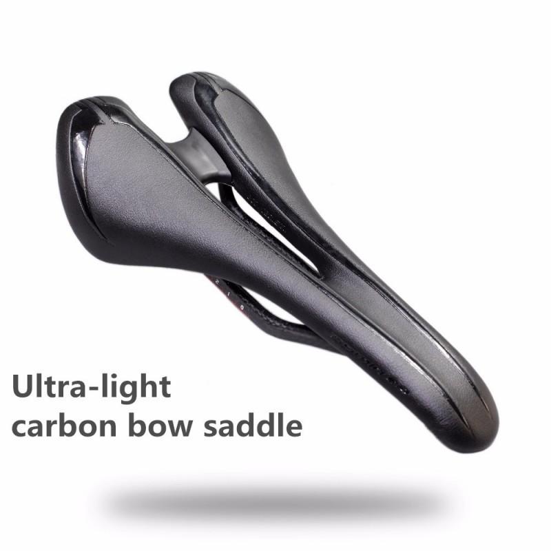 Ultra-Lightweight Bicycle Saddle Road Mountain Bikes Hollow Design With Gel Padding Carbon Fiber Rail