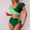 2025 European & American Women's High-Waisted Bikini with Split Swimsuit Design